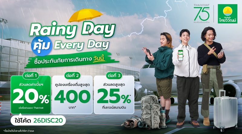 75 ปี ประกันภัยไทยวิวัฒน์ คิดเผื่อแม้วันฝนตก ส่งแคมเปญ “Rainy Day คุ้ม Everyday”